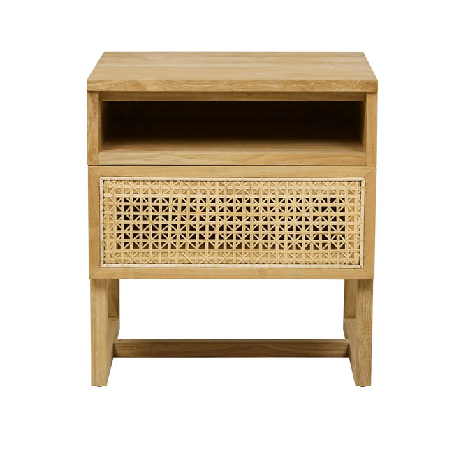 Willow Woven Bedside Table - Teak Bedside Table