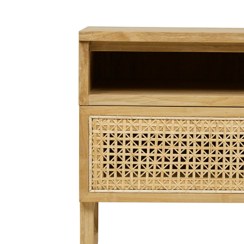 Willow Woven Bedside Table - Teak Bedside Table