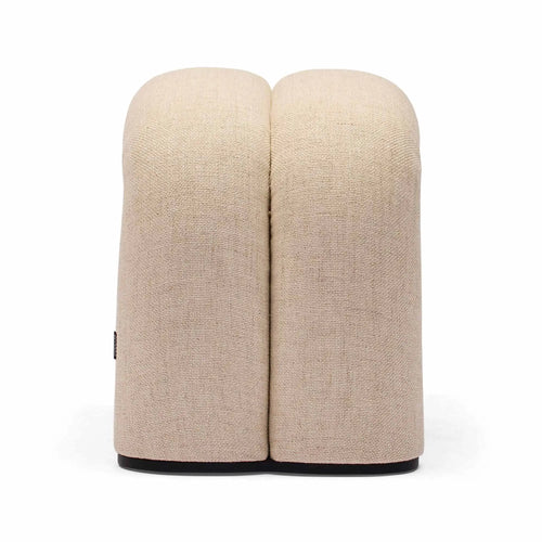 Zara Curved Ivory Ottoman Linen Small Ottoman