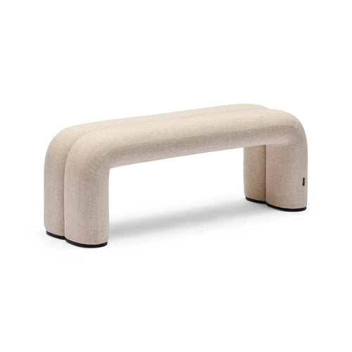 Zara Curved Ottoman Linen Large Ottoman