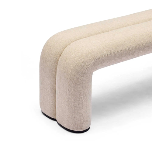Zara Curved Ottoman Linen Large Ottoman