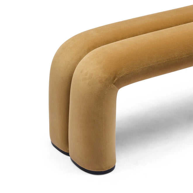 Zara Curved Velvet Ottoman Sand Large Ottoman
