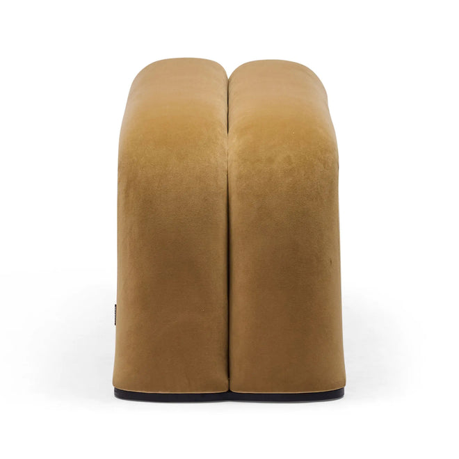 Zara Curved Velvet Ottoman Sand Large Ottoman
