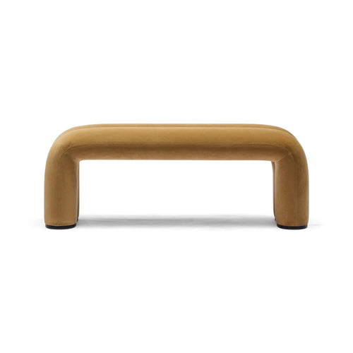 Zara Curved Velvet Ottoman Sand Large Ottoman