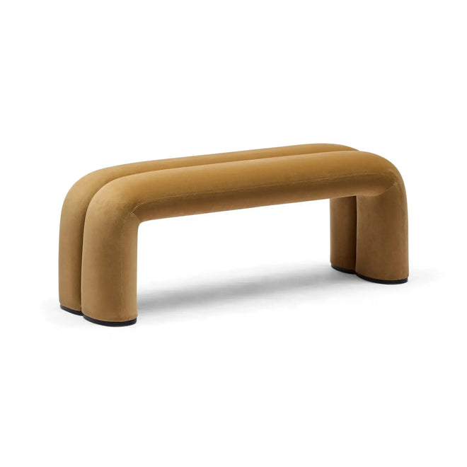 Zara Curved Ottoman Linen Large Ottoman