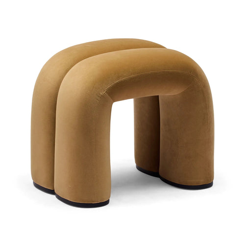 Zara Curved Velvet Ottoman Sand Small Ottoman