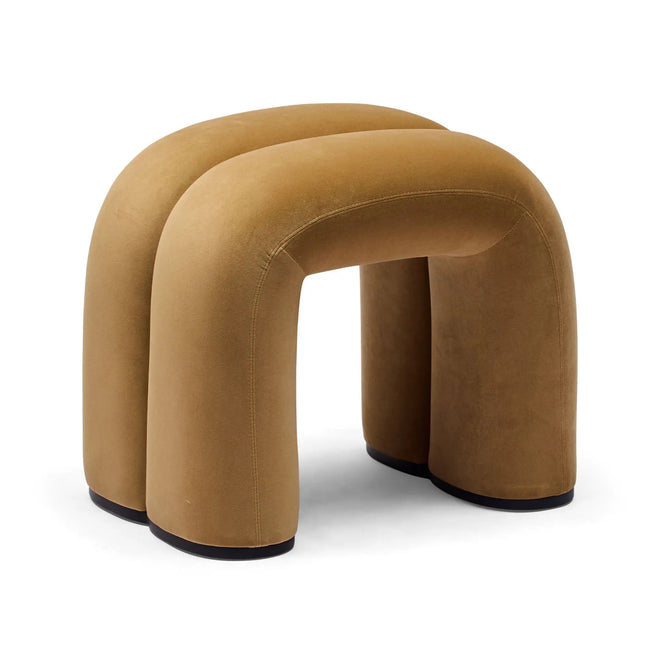 Zara Curved Velvet Ottoman Sand Small Ottoman