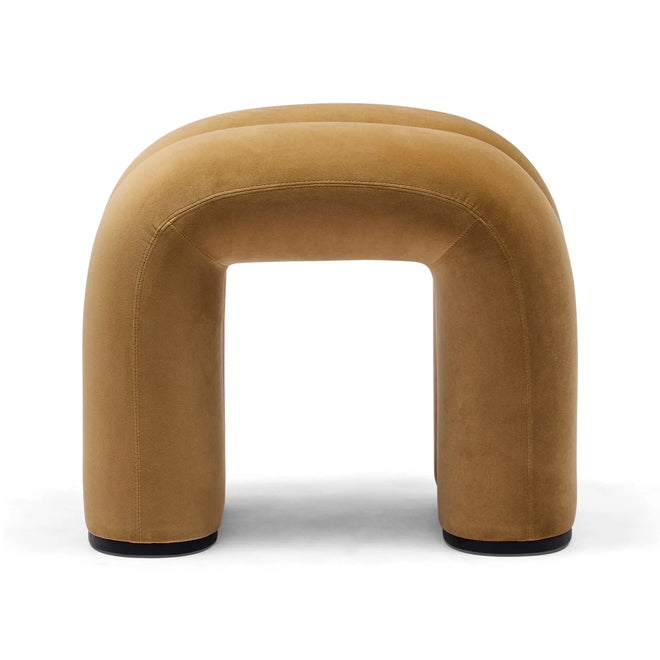 Zara Curved Velvet Ottoman Sand Small Ottoman