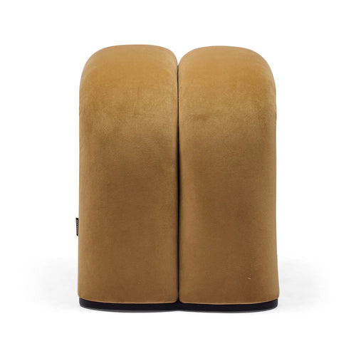 Zara Curved Velvet Ottoman Sand Small Ottoman