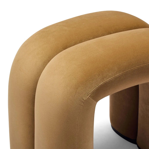 Zara Curved Velvet Ottoman Sand Small Ottoman