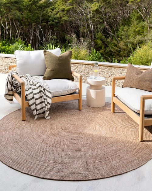Mornington  Round Outdoor Rug - Teak Outdoor Rugs