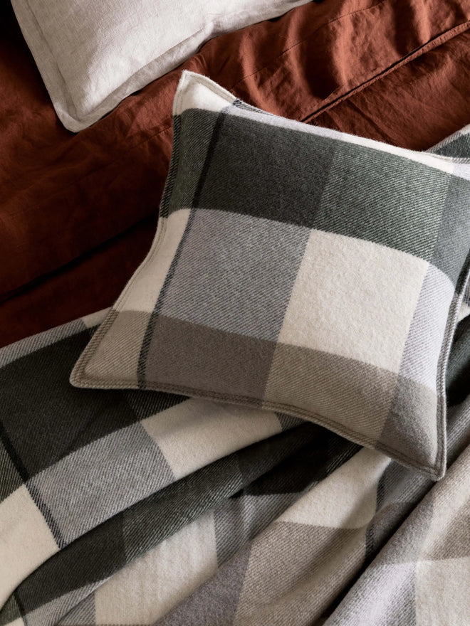  Alby Eucalypt - Australian Wool Check Cushion Cushions