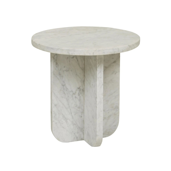  Amara Curve Designer Side Table - Matt White Marble Side Table