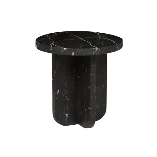  Amara Curve Modern Side Table - Matt Black Marble Side Table