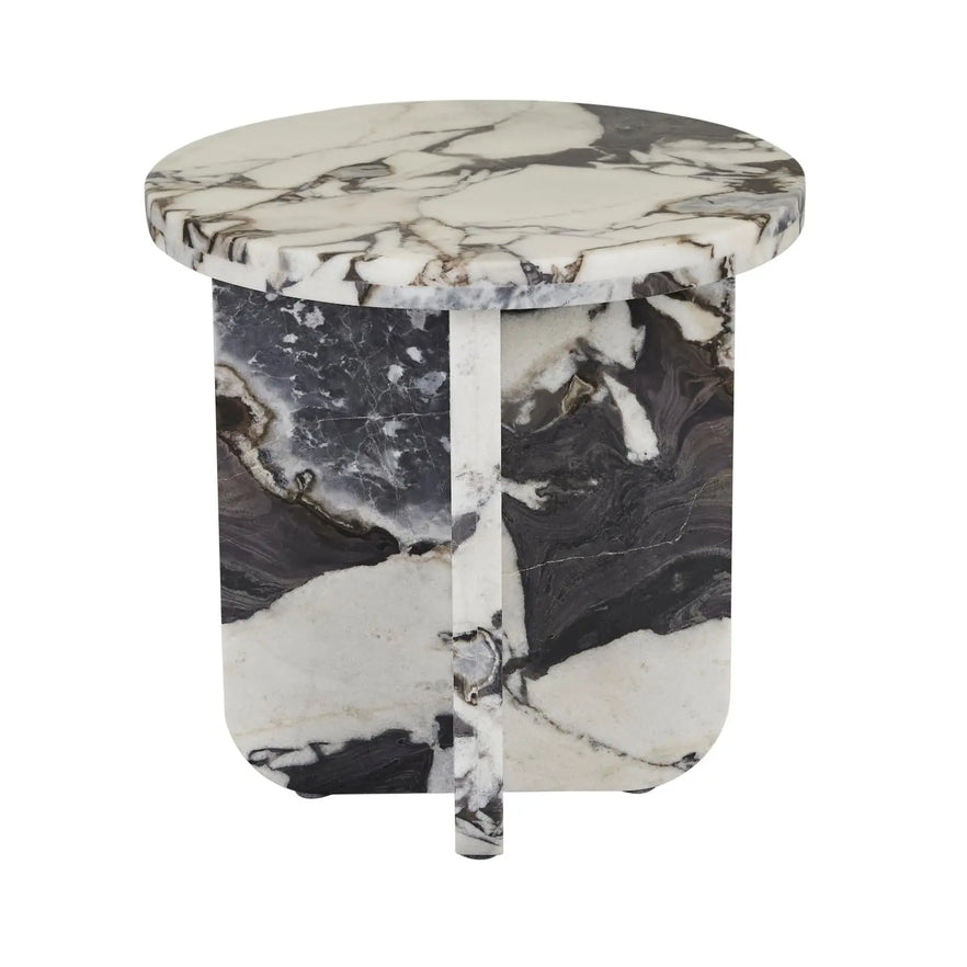  Amara  Designer Curve Side Table - Matt Ocean Marble Side Table