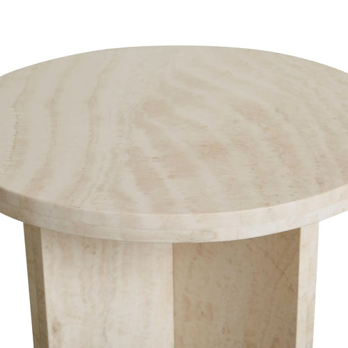  Amara Modern Curve Side Table - Natural Travertine Side Table