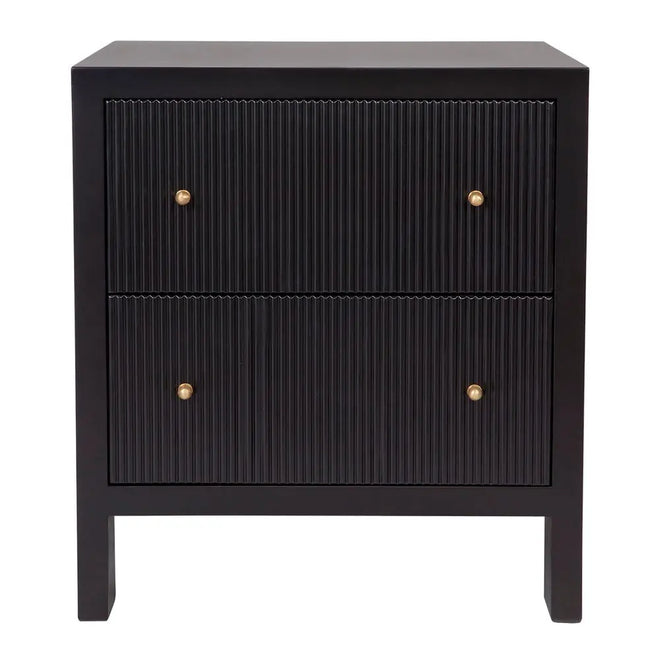  Aruba Bedside Table - Black Fluted Large Bedside Tables