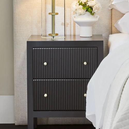  Aruba Bedside Table - Black Fluted Small Bedside Tables