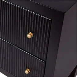  Aruba Bedside Table - Black Fluted Small Bedside Tables