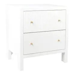  Aruba Bedside Table - White Fluted Large Bedside Tables