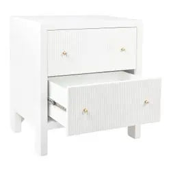  Aruba Bedside Table - White Fluted Large Bedside Tables