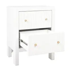  Aruba Bedside Table - White Fluted Small Bedside Tables