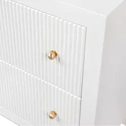  Aruba Bedside Table - White Fluted Small Bedside Tables