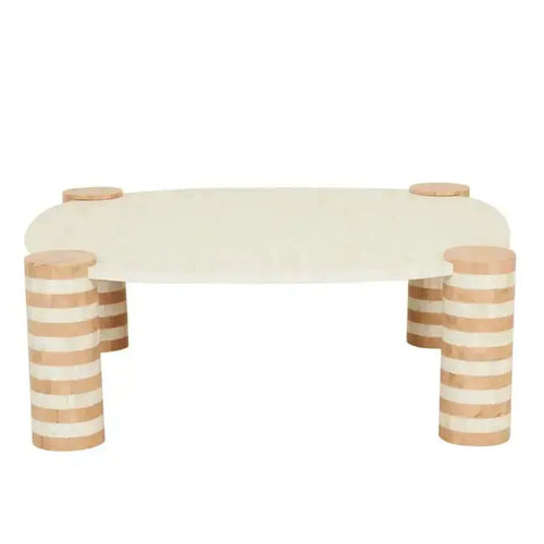  Zafina Ribbon Coffee Table - Natural - Nude Stripe Coffee Table