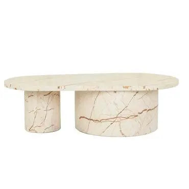  Atlas Pillar Designer Coffee Table - Matt White Marble Coffee Table