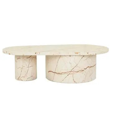  Atlas Pillar  Modern Coffee Table - Matt Brown Vein Marble Coffee Table