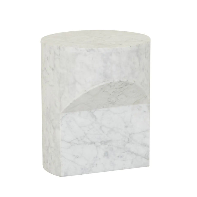  Atlas Pinnacle Designer Side Table - White Marble Side Table