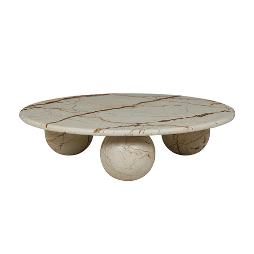  Atlas Sphere Modern Coffee Table - Brown Vein Marble Coffee Table