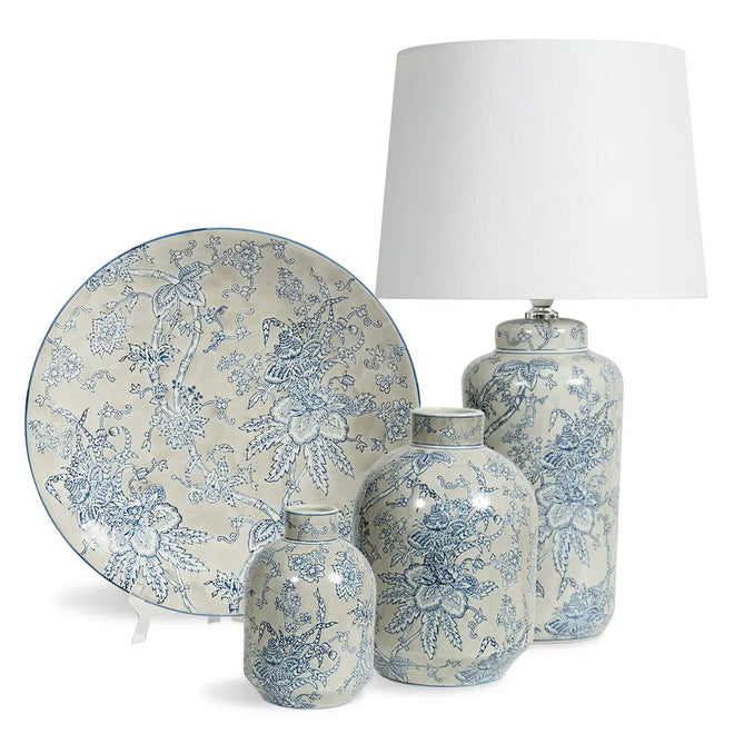  Avalon Ceramic Table Lamp - Blue & White Floral Table Lamp