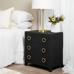  Bahama Upholstered Bedside Table - Charcoal Bedside Tables