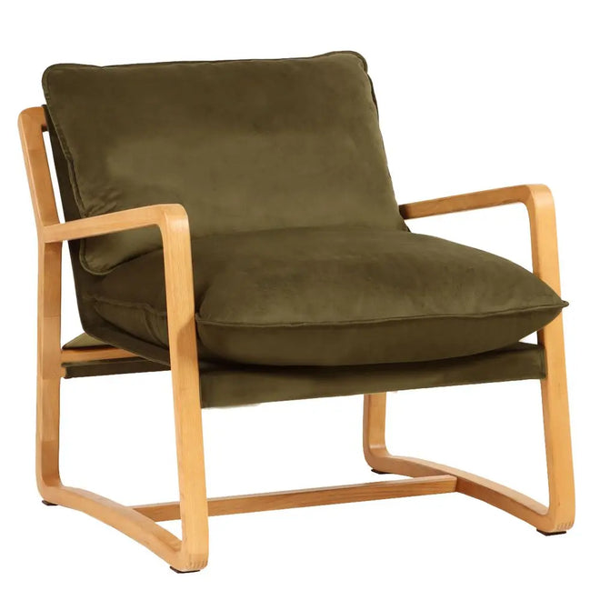  Balmoral Oak Arm Chair - Olive Velvet Occasional Chairs