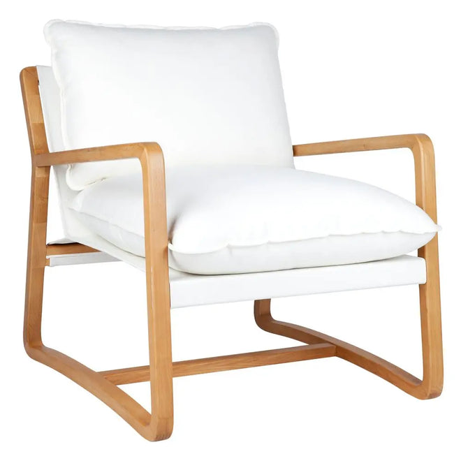  Balmoral Oak Arm Chair - White Linen Occasional Chairs