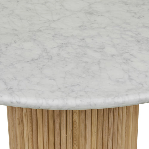  Benjamin Ripple Marble Dining Table - Matt White Marble - Natural Ash - 4 Seater Dining Table