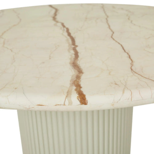  Benjamin Ripple Marble Dining Table - Matt White Marble - Natural Ash - 4 Seater Dining Table