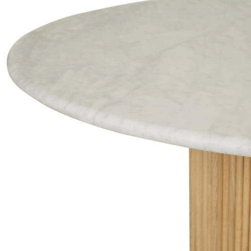  Benjamin Ripple Marble Dining Table - Matt White Marble - Natural Ash - 6 Seater Dining Table