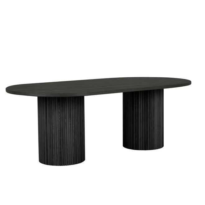  Benjamin Ripple Modern Oval Dining Tables - Matt Black - 8 Seater Dining Table