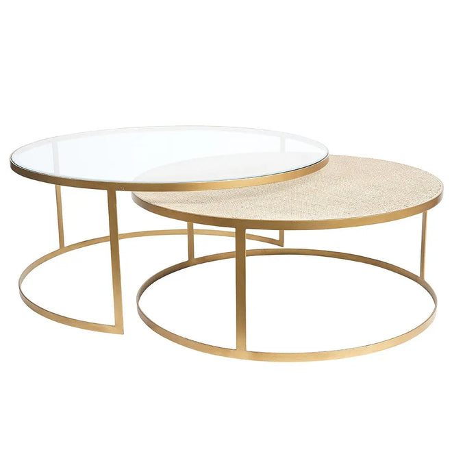  Brooklyn Nested CoffeeTable - Gold & Glass Coffee Table