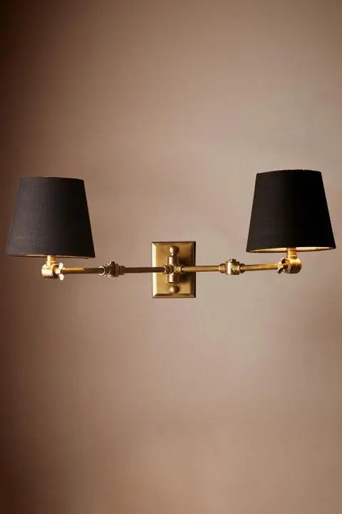  Butler Double Arm Wall Light - Antique Brass Wall Sconce