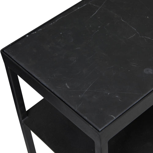  Elle Slim Console Table - Matt Black - Black Marble Top Console Table