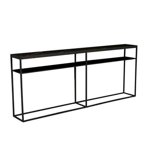  Elle Slim Console Table - Matt Black - Black Marble Top Console Table