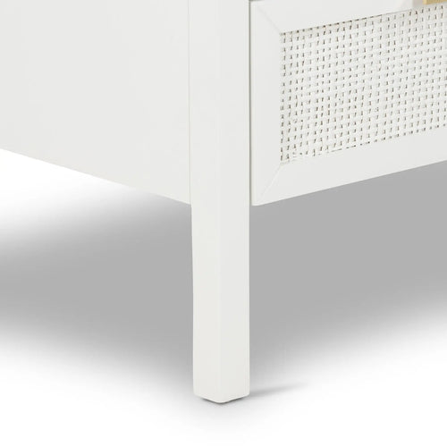  Cayman Rattan Bedside Table - White 3 Drawer Bedside Tables