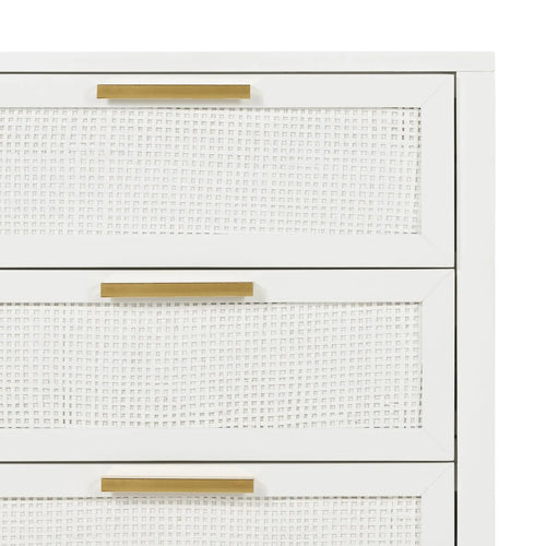  Cayman Rattan Bedside Table - White 3 Drawer Bedside Tables