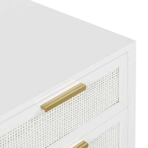  Cayman Rattan Bedside Table - White 3 Drawer Bedside Tables