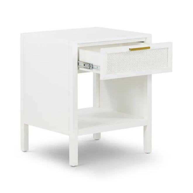  Cayman - White Rattan Beside Table Bedside Tables