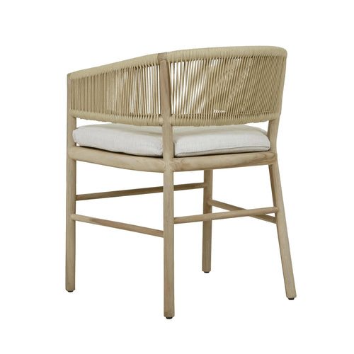  Corsica Rope Modern  Outdoor Dining Armchair - Snow - Aged Teak Dining Chairs