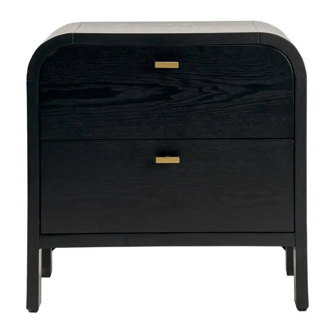  Docklands Lage Bedside Table with Drawers - Black Oak Bedside Tables